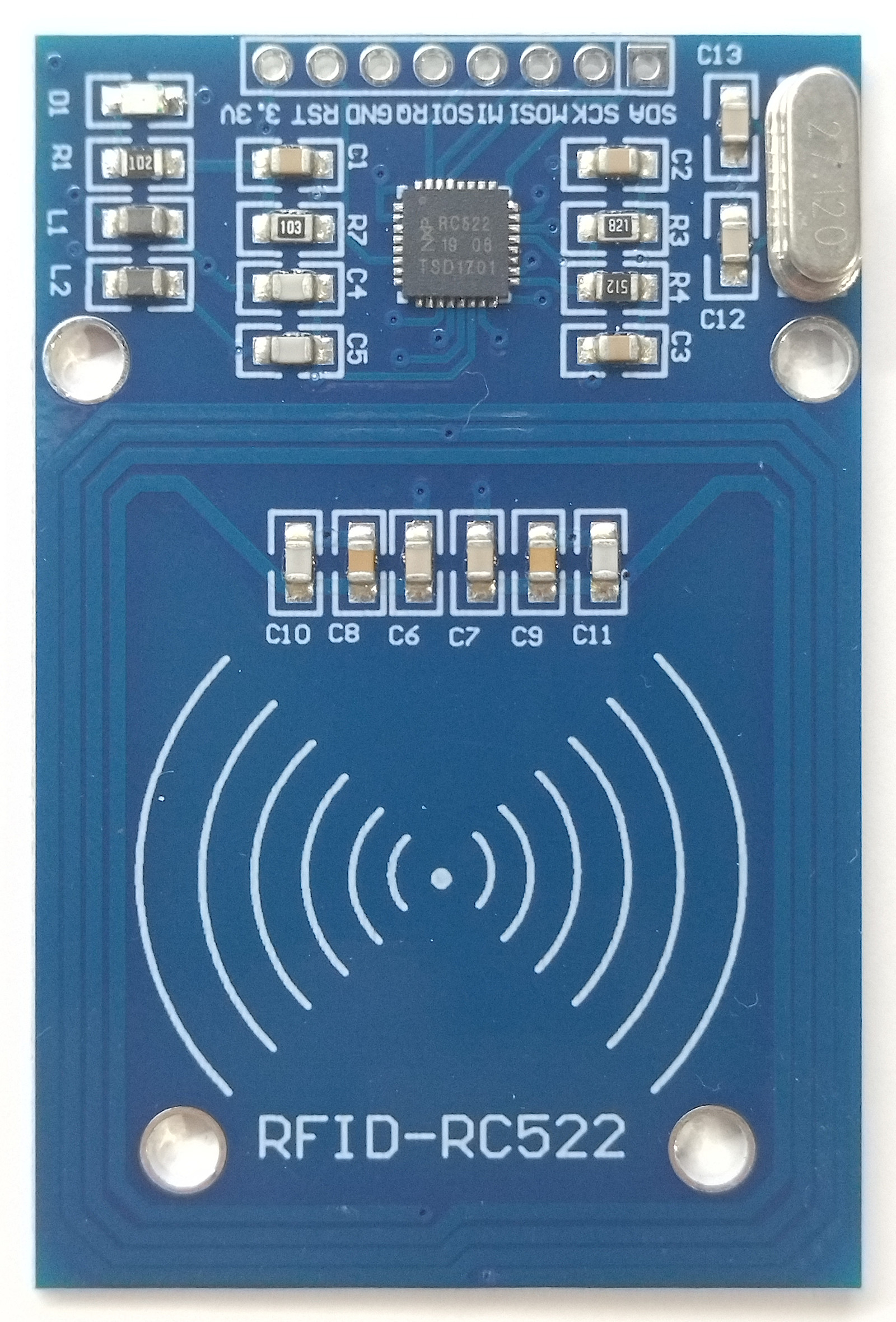 Circuit board with RFID reader chip — Python RFID library nfcpy/sllurp/pyscard ecosystem reference